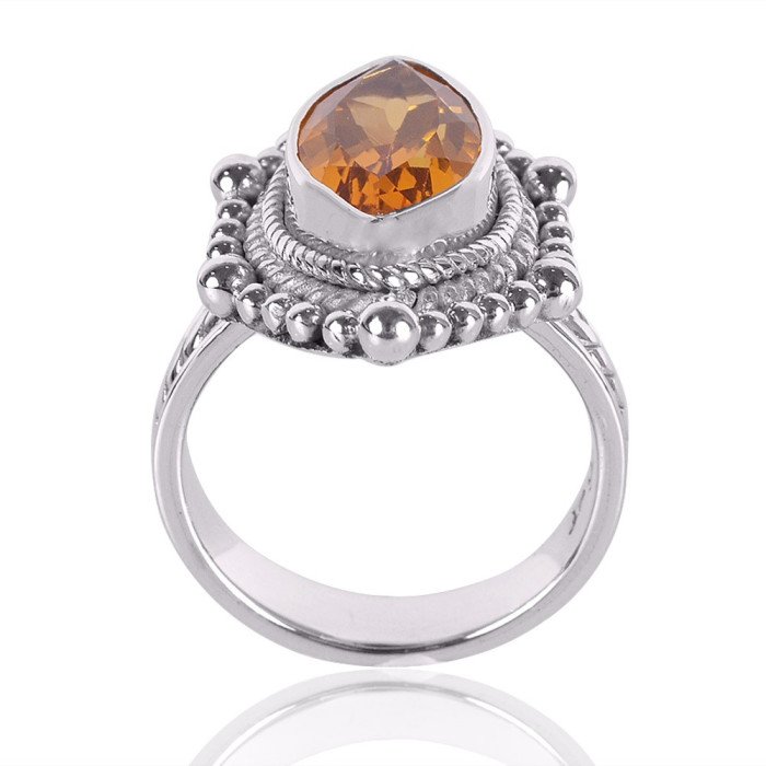 Natural Citrine Gemstone Sterling Silver Ring | Jewels Artisan