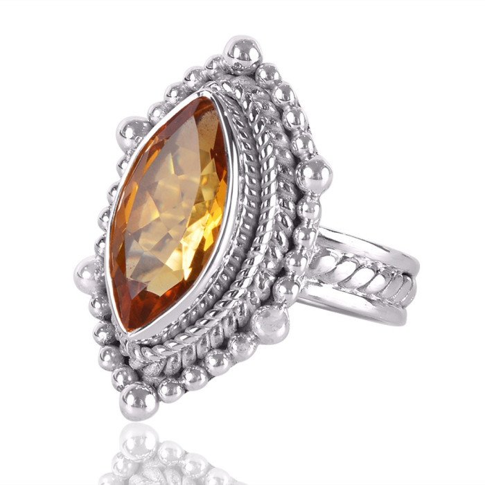 Natural Citrine Gemstone Sterling Silver Ring | Jewels Artisan