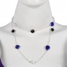Natural Rainbow Moonstone Lapis And Black Onyx Gemstone Sterling Silver Necklaces | Jewels Artisan