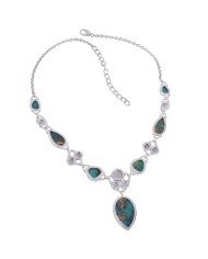 Natural Arizona Turquoise Blue Topaz Rainbow Moonstone With Copper Turquoise Gemstone Sterling Silver Necklaces | Jewels Artisan