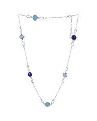 Natural Arizona Turquoise Lapis And Blue Topaz Gemstone Sterling Silver Necklaces | Jewels Artisan