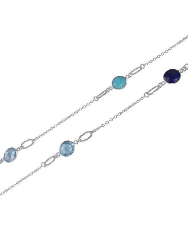 Natural Arizona Turquoise Lapis And Blue Topaz Gemstone Sterling Silver Necklaces | Jewels Artisan