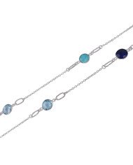 Natural Arizona Turquoise Lapis And Blue Topaz Gemstone Sterling Silver Necklaces | Jewels Artisan