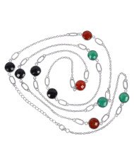 Natural black Onyx Green Onyx With Red Onyx Gemstone Sterling Silver Necklaces | Jewels Artisan