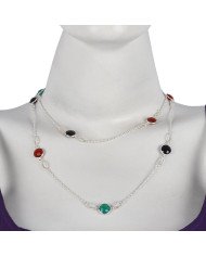 Natural black Onyx Green Onyx With Red Onyx Gemstone Sterling Silver Necklaces | Jewels Artisan