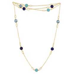 Natural Lapis Arizona Turquoise And Sky Blue Topaz Gemstone Sterling Silver Necklaces | Jewels Artisan