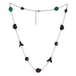 Natural Hematite Ammonite Meteorite Sark Teeth Smoky Quartz And Green Onyx Gemstone Sterling Silver Necklaces | Jewels Artisan