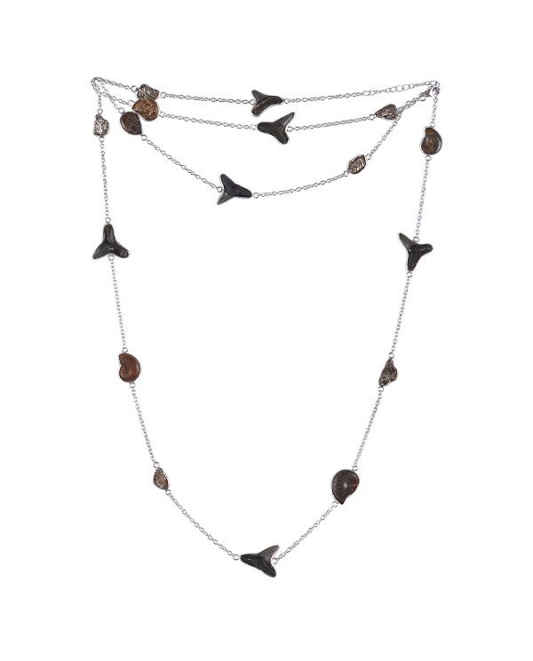 Natural Hematite Ammonite Meteorite And Sark Teeth Gemstone Sterling Silver Necklaces | Jewels Artisan