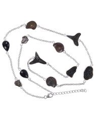 Natural Tektite Hematite Ammonite Meteorite Sark Teeth And Black Onyx Gemstone Sterling Silver Necklaces | Jewels Artisan