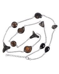 Natural Meteorite Hematite Ammonite Sark Teeth Smoky Quartz And Black Onyx Gemstone Sterling Silver Necklaces | Jewels Artisan