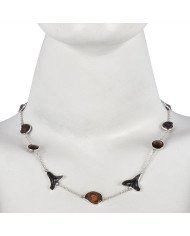 Natural Meteorite Hematite Ammonite Sark Teeth Smoky Quartz And Black Onyx Gemstone Sterling Silver Necklaces | Jewels Artisan