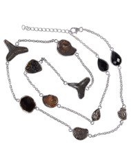 Natural Tektite Hematite Ammonite Meteorite Sark Teeth And Black Onyx Gemstone Sterling Silver Necklaces | Jewels Artisan