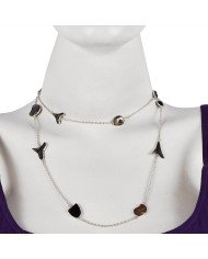 Natural Tektite Hematite Ammonite Sark Teeth And Black Onyx Gemstone Sterling Silver Necklaces | Jewels Artisan