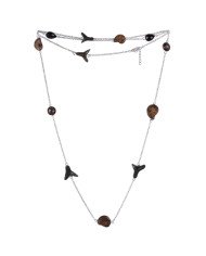 Natural Hematite Ammonite Sark Teeth Smoky Quartz And Black Onyx Gemstone Sterling Silver Necklaces | Jewels Artisan
