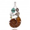 Amethyst Idocrase Ammonite Smoky Quartz Tibetan Turquoise Pendant.