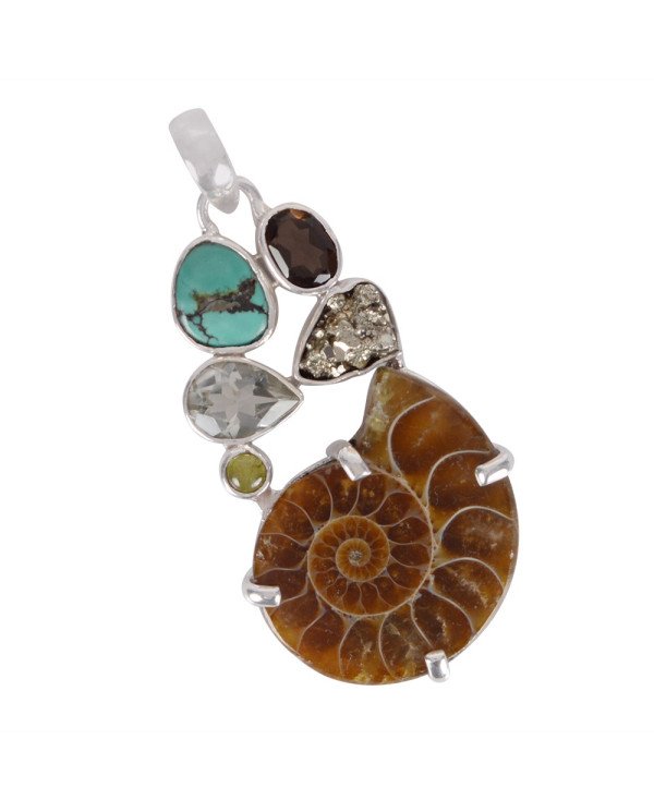 Multi Gemstone Pendant | 925 Sterling Silver Handmade Jewelry