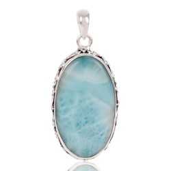 Natural Larimar Gemstone Sterling Silver Pendant | Jewels Artisan