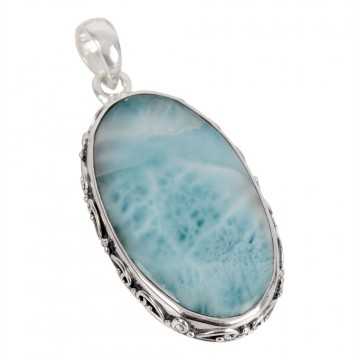 Natural Larimar Gemstone Sterling Silver Pendant | Jewels Artisan