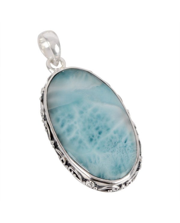 Natural Larimar Gemstone Sterling Silver Pendant | Jewels Artisan