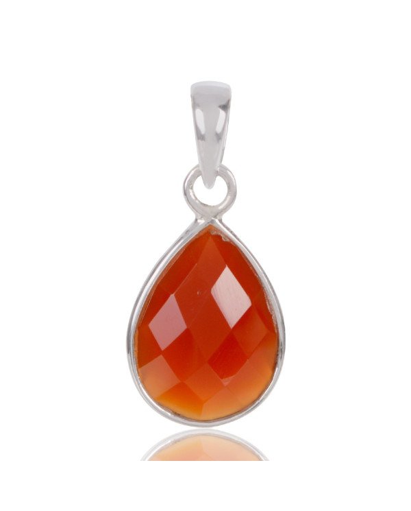 Natural Red Onyx Gemstone Sterling Silver Pendant | Jewels Artisan