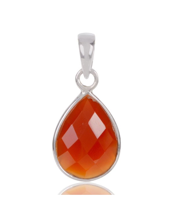 Natural Red Onyx Gemstone Sterling Silver Pendant | Jewels Artisan