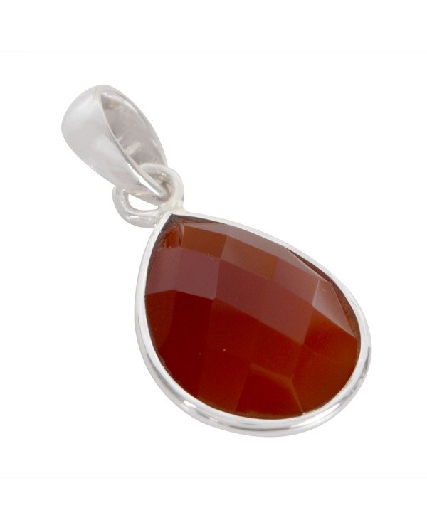 Natural Red Onyx Gemstone Sterling Silver Pendant | Jewels Artisan