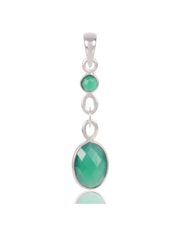 Natural Green Onyx Gemstone Sterling Silver Fashion Pendant | Jewels Artisan