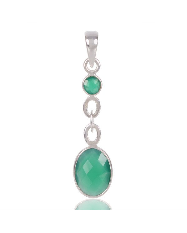 Natural Green Onyx Gemstone Sterling Silver Fashion Pendant | Jewels Artisan