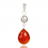 Natural Red Onyx With Pearl Gemstone Sterling Silver Statement Pendant | Jewels Artisan