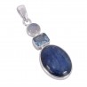 Natural Kyanite Rainbow Moonstone And Sky Blue Topaz Gemstone Sterling Silver Statement Pendant | Jewels Artisan