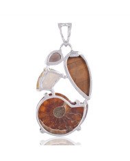 Natural Tiger Eye Medagasker Ammonite Smoky Quartz And Citrine Gemstone Sterling Silver Pendant | Jewels Artisan