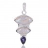 Natural Iolite And Rainbow Moonstone Gemstone Sterling Silver Pendant | Jewels Artisan