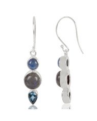 Natural Kyanite Labradorite And Swiss Blue Topaz Gemstone 925 Sterling Silver Drop & Dangle Earring| Jewels Artisan