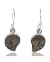 Natural Green Amethyst And Pyarite Ammonite Gemstone 925 Sterling Silver Drop & Dangle Earring| Jewels Artisan