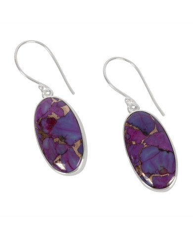 Purple Copper Turquoise Dangle Earrings | 925 Sterling Silver Jewelry