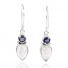 Natural Iolite And Rainbow Moonstone Gemstone 925 Sterling Silver Earring| Jewels Artisan