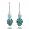 Natural Arizona Torquoise With Blue Copper Turquoise Gemstone 925 Sterling Silver Drop & Dangle Earring| Jewels Artisan