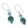 Natural Arizona Torquoise With Blue Copper Turquoise Gemstone 925 Sterling Silver Drop & Dangle Earring| Jewels Artisan