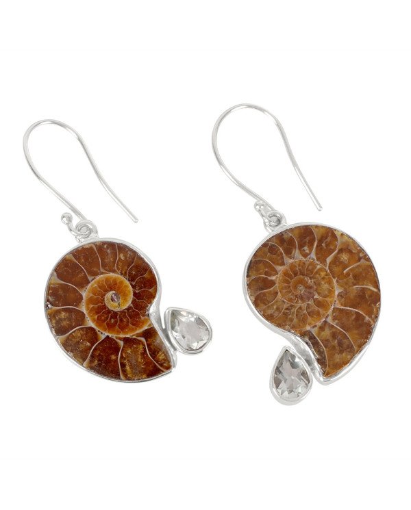 Natural Green Amethyst And Medagasker Ammonite Gemstone 925 Sterling Silver Drop & Dangle Earring| Jewels Artisan