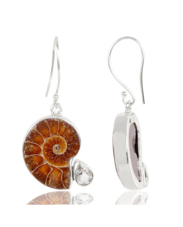 Natural Green Amethyst And Medagasker Ammonite Gemstone 925 Sterling Silver Drop & Dangle Earring| Jewels Artisan