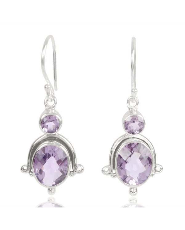 Natural Amethyst Gemstone 925 Sterling Silver Drop & Dangle Earring| Jewels Artisan