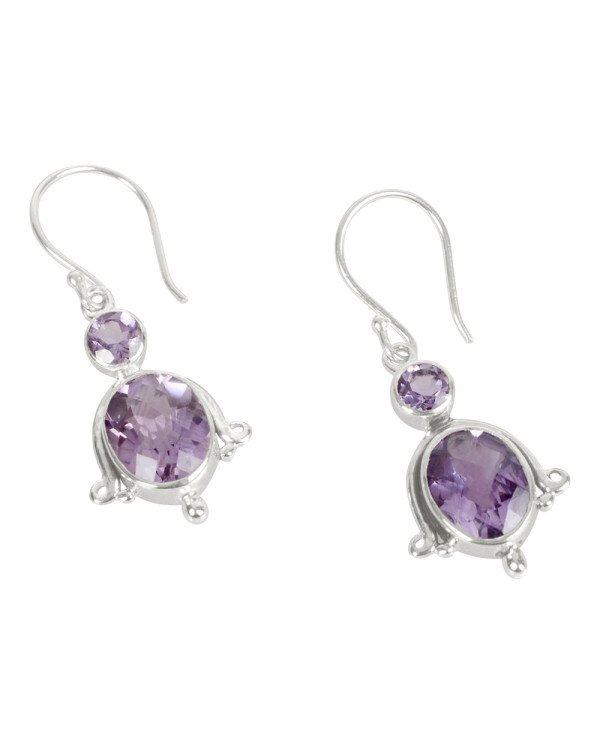 Natural Amethyst Gemstone 925 Sterling Silver Drop & Dangle Earring| Jewels Artisan
