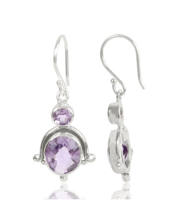 Natural Amethyst Gemstone 925 Sterling Silver Drop & Dangle Earring| Jewels Artisan