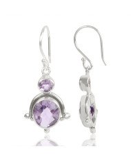 Natural Amethyst Gemstone 925 Sterling Silver Drop & Dangle Earring| Jewels Artisan