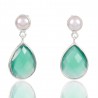 Natural Green Onyx With Pearl Gemstone 925 Sterling Silver Dangle  Earring| Jewels Artisan