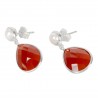 Natural Red Onyx With Pearl Gemstone 925 Sterling Silver Dangle  Earring| Jewels Artisan