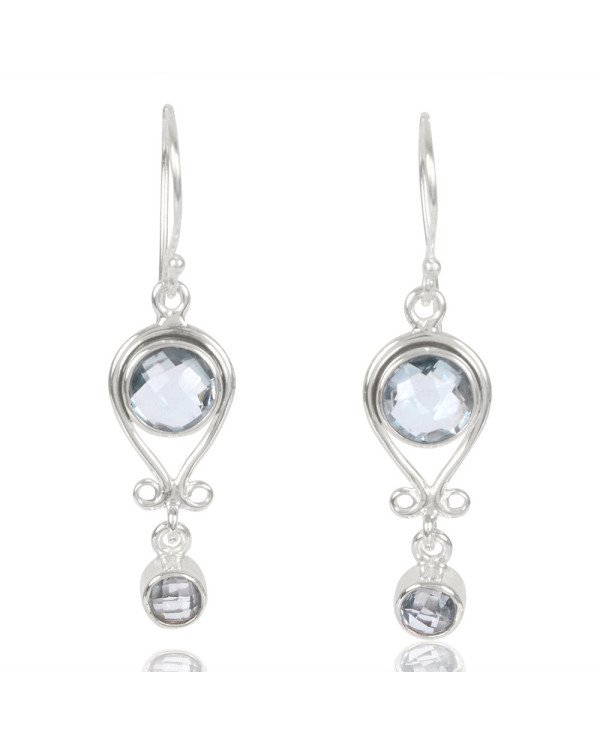 Natural Sky Blue Topaz Gemstone 925 Sterling Silver Dangle  Earring| Jewels Artisan