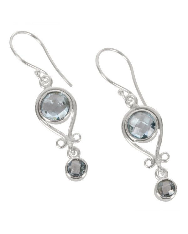 Natural Sky Blue Topaz Gemstone 925 Sterling Silver Dangle  Earring| Jewels Artisan