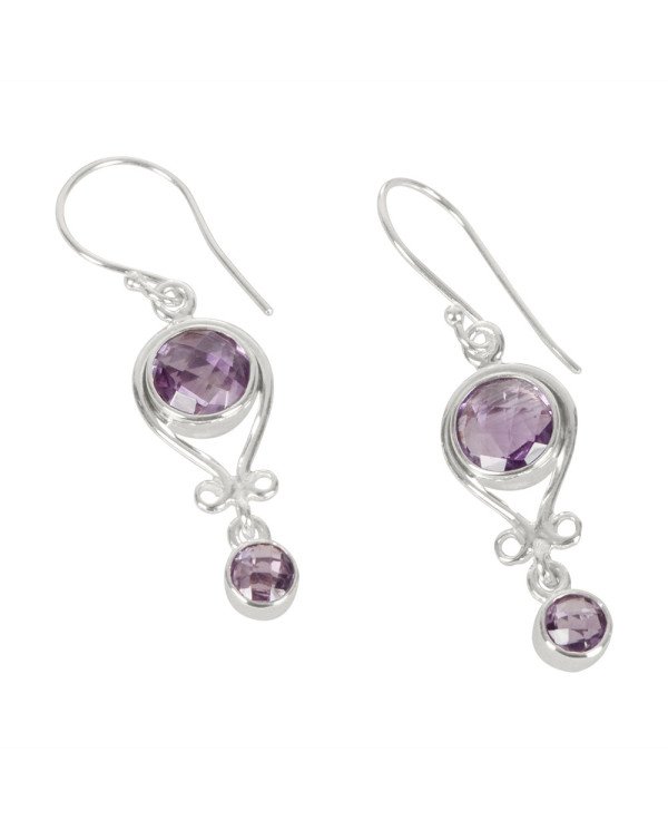 Natural Amethyst Gemstone 925 Sterling Silver Dangle  Earring| Jewels Artisan