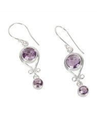 Natural Amethyst Gemstone 925 Sterling Silver Dangle  Earring| Jewels Artisan